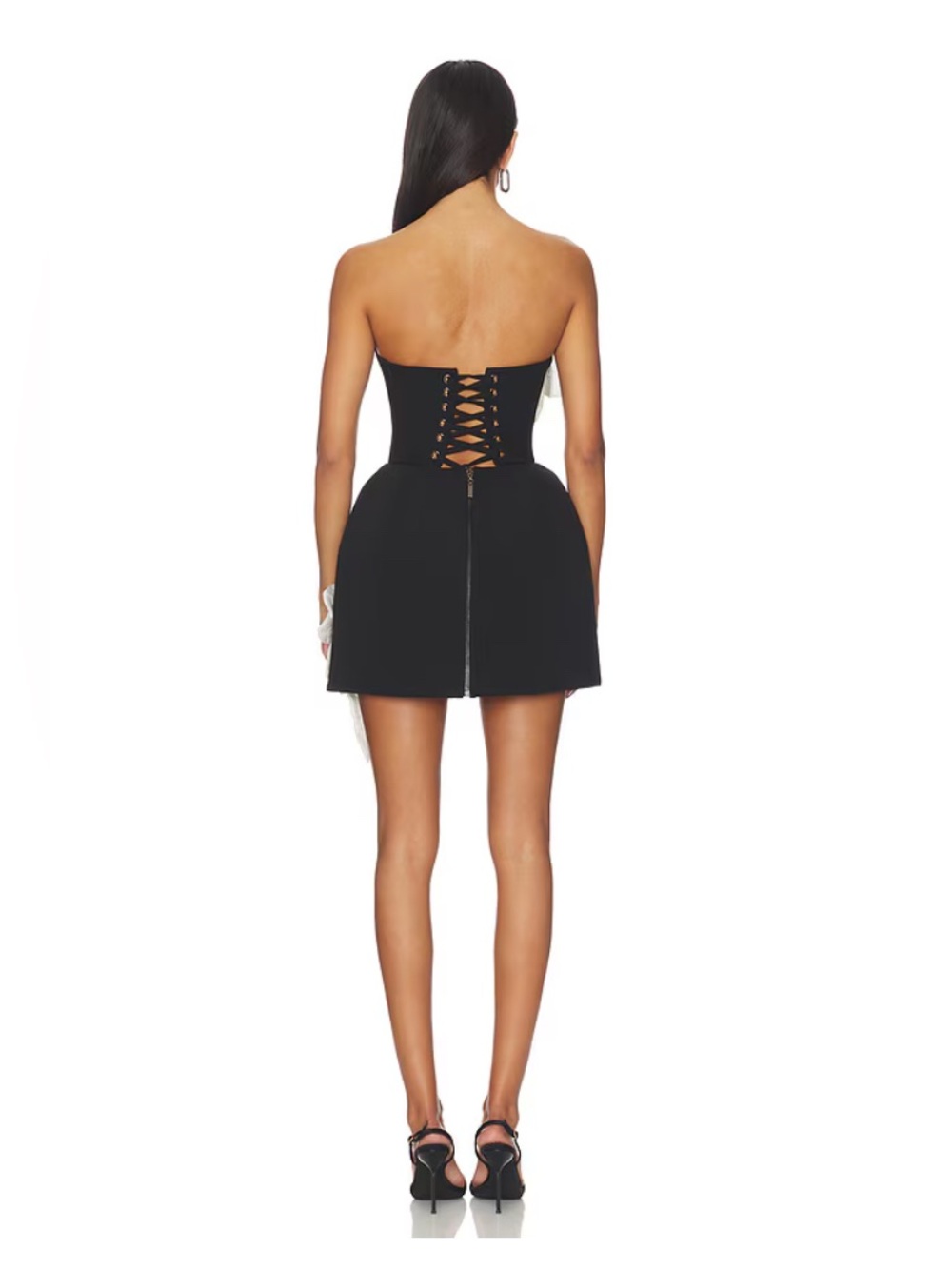 NEW Bronx and Banco Jasmine Maraya Mini Dress in Black & White with White Floral - Picture 3 of 16